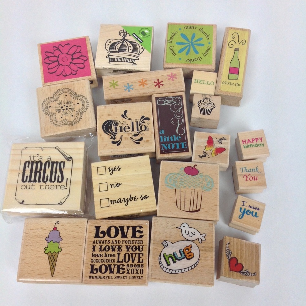 Wood stamps lot of 21